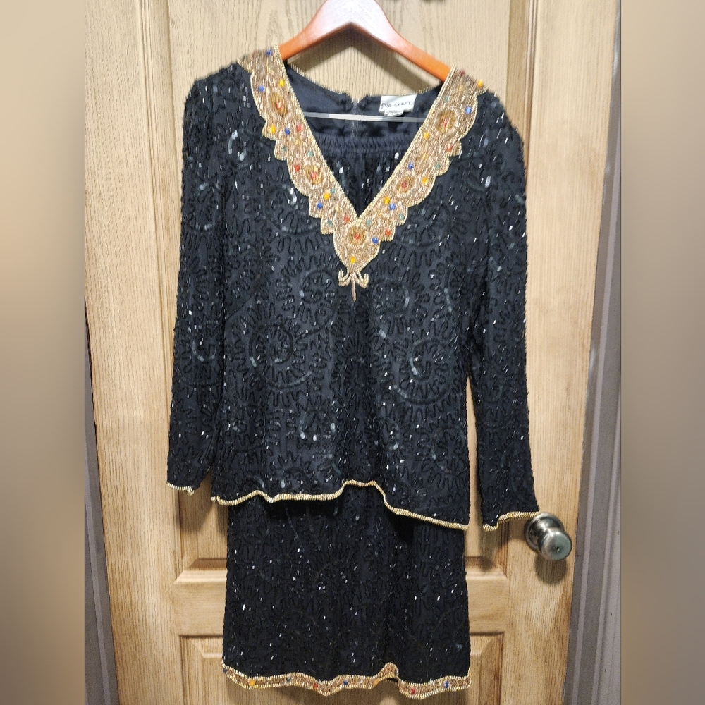 Jane Ashley Black and Gold Skirt Set